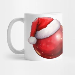 Christmas Pool Ball in Santa Hat Mug